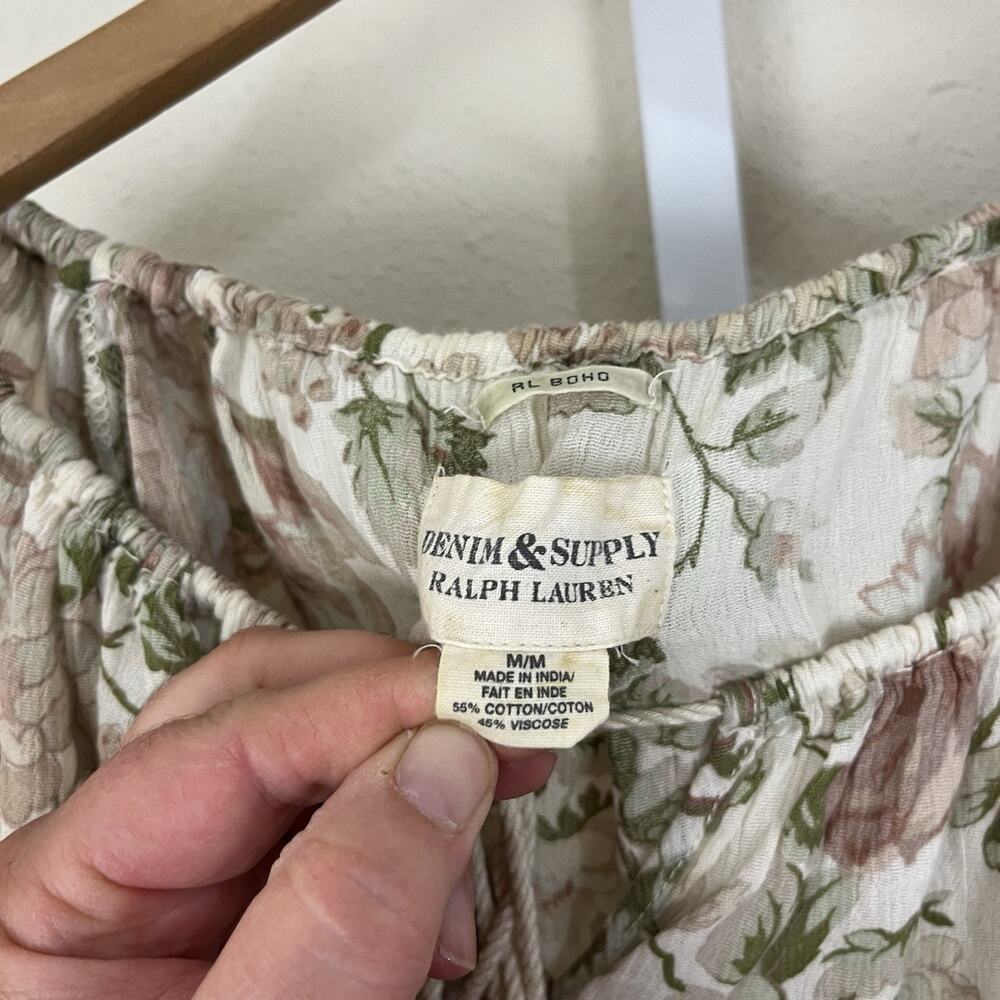 Denim & Supply Ralph Lauren Floral Peasant Top Womens M Medium Soft Pastel Boho - Picture 5 of 5